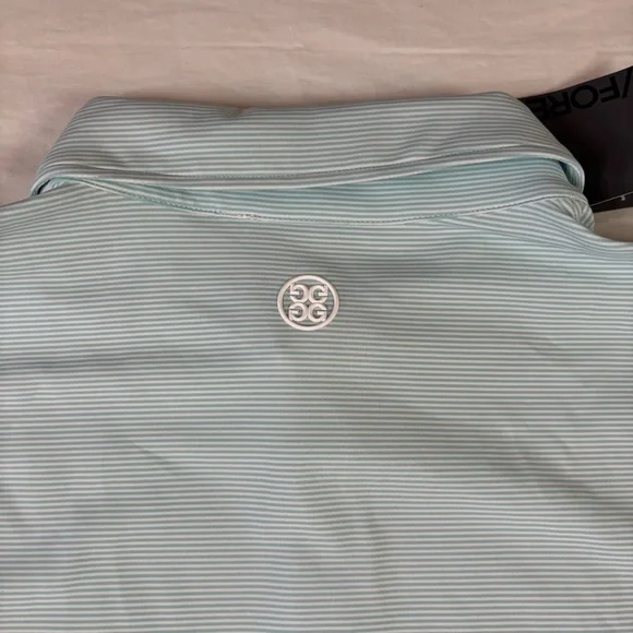 G/FORE Fjord Feeder Stripe Tech Jersey Golf Polo SGLS Seaglass Men’s Size XL - Picture 3 of 6